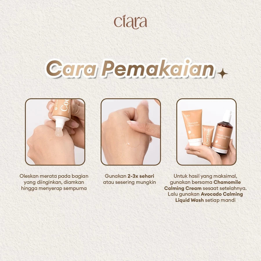 Ciara Cool Down Hydrating Calming Gel X Ciara Chamomile Calming / Bantu menyamarkan tampilan bekas luka pada kulitt / Bantu menjaga kelembapan & hidrasi kulit / Membantu mengurangi rasa tidak nyaman pada kulit - Gambar 2