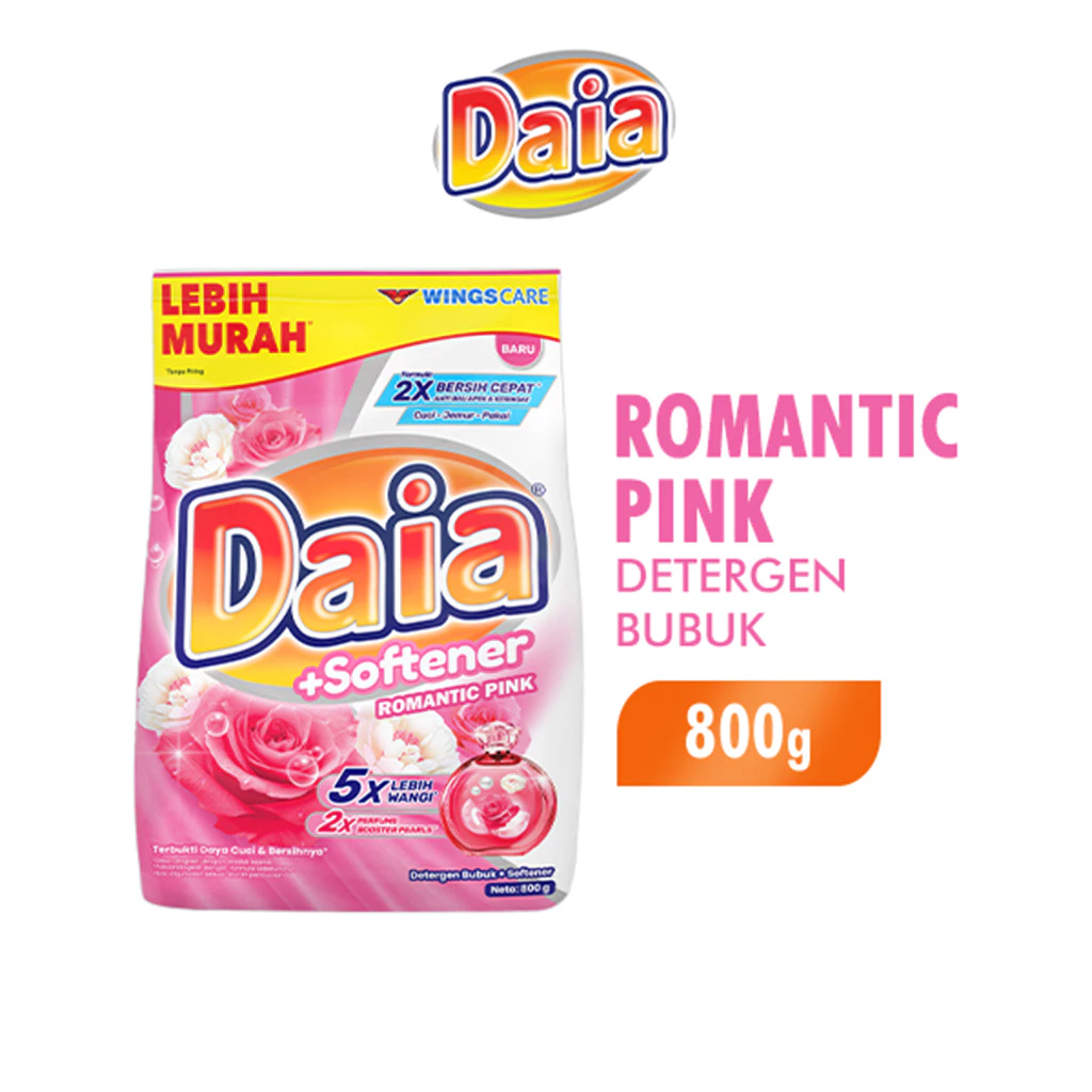 Daia Detergen Bubuk + Softener Romantic Pink 800 g