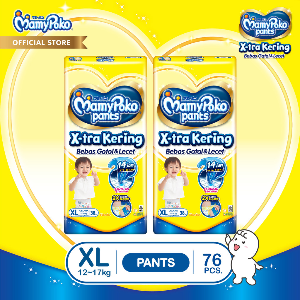 MamyPoko Pants X-tra Kering - XL 38 - 2 Packs