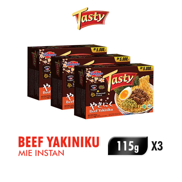 Sedaap Tasty Mie Instan Beef Yakiniku 115 gr x3