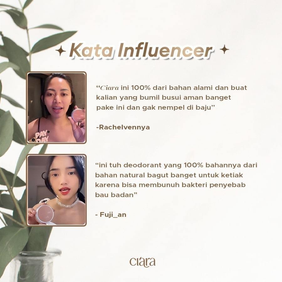Ciara Natural Deodorant - Penghilang Bau Badan dan Ketiak Natural Anti Odor 30 Gr - Gambar 4