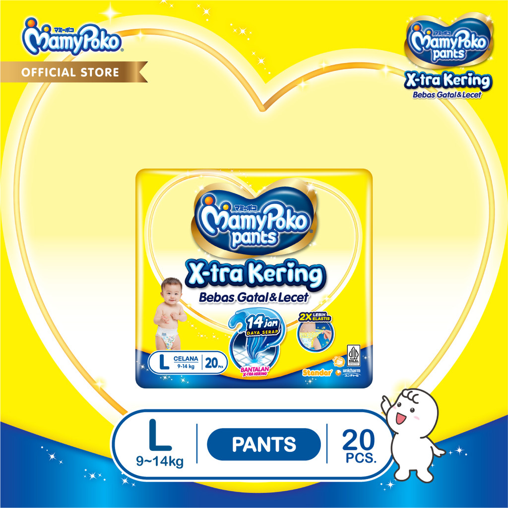MamyPoko Pants X-tra Kering - L 20 - Popok Celana