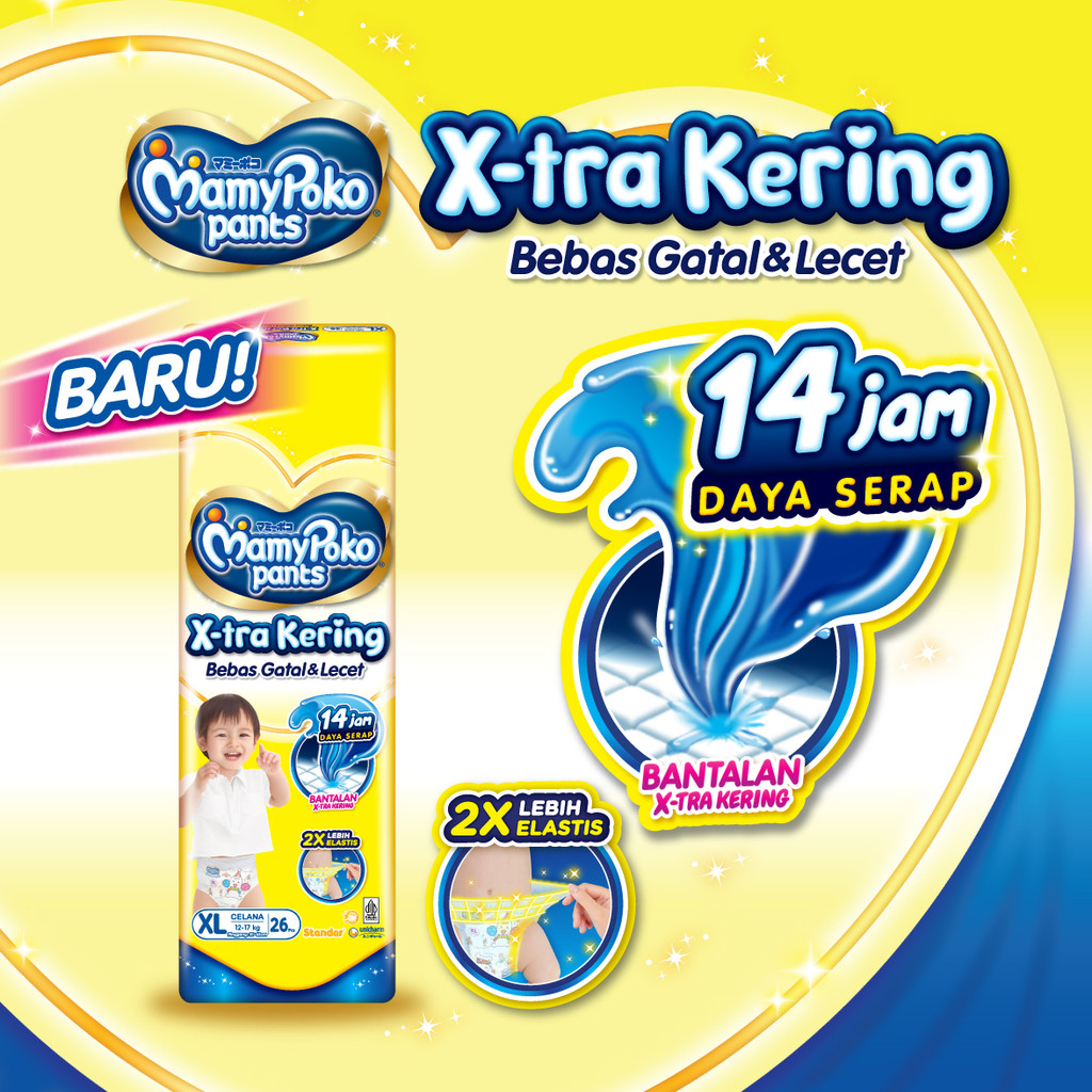MamyPoko Pants X-tra Kering - XL 26 - Popok Celana - Gambar 2