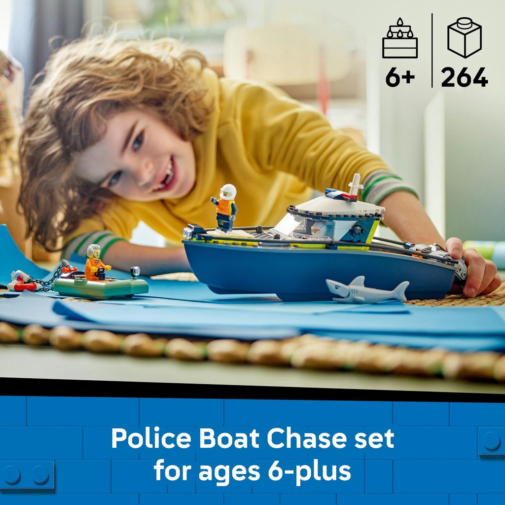LEGO City 60456 Police Boat Chase (264 Pieces), Mainan, Building Block, Toys - Gambar 3