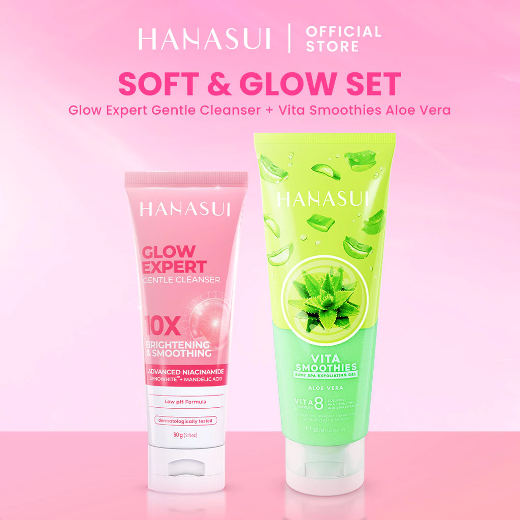 Hanasui Soft & Glow Set (Glow Expert Gentle Cleanser + Vita Smoothies) - Mencerahkan & Mengurangi Kusam Menjaga Kelembapan Dan Mengangkat Sel Kulit Mati - Gambar 4