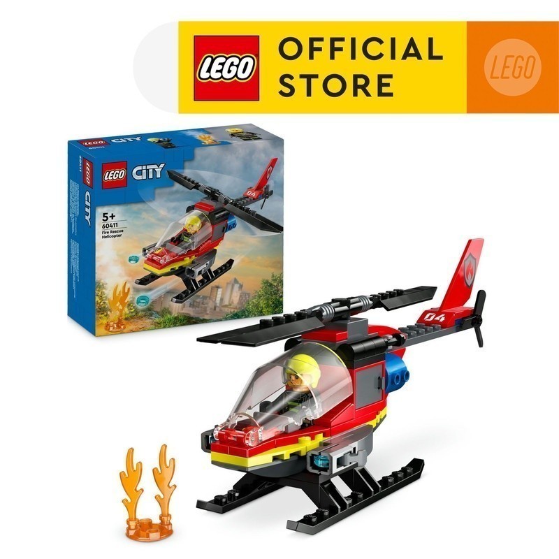 LEGO City 60411 Fire Rescue Helicopter (85 Pieces), Mainan, Building Block, Toys