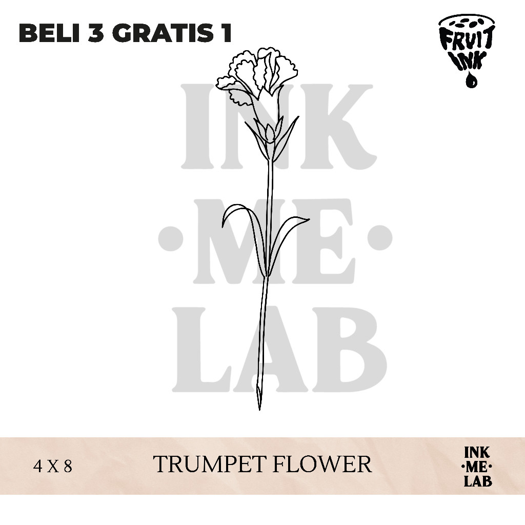 INKMELAB - TRUMPET FLOWER Fruit Ink Temporary Tattoo 4X8CM - Semi ...