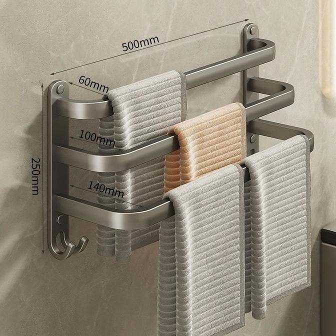 GANTUNGAN Bathroom Shelf Towel Rack Bathroom Towel Hanger Aluminum ...