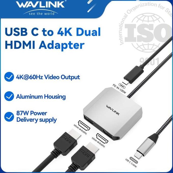 SHIPPINGbebas - WAVLINK USB C Hub Adapter to 4K Double HDMI Divider ...