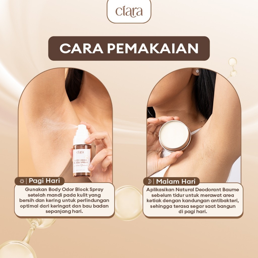 [NEW LAUNCH] Ciara Body Odor Block Spray X Natural Deodorant 30gr / 50gr Antiperspirant Natural Bunuh bakteri & cegah bau badan hingga 72 jam Anti Keringat, Anti Bau, Bebas Tawas penghilang bau badan deodorant natural tahan 72 jam anti iritasi - Gambar 4
