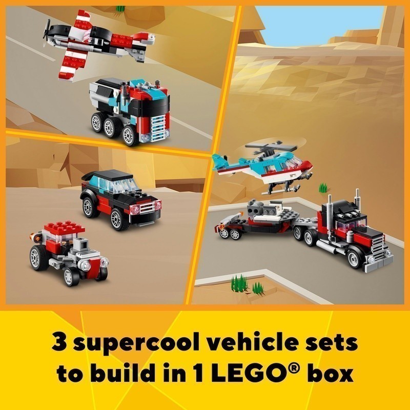 LEGO Creator 31146 Flatbed Truck with Helicopter (270 Pieces), Building Block, Toys, Bricks - Gambar 3
