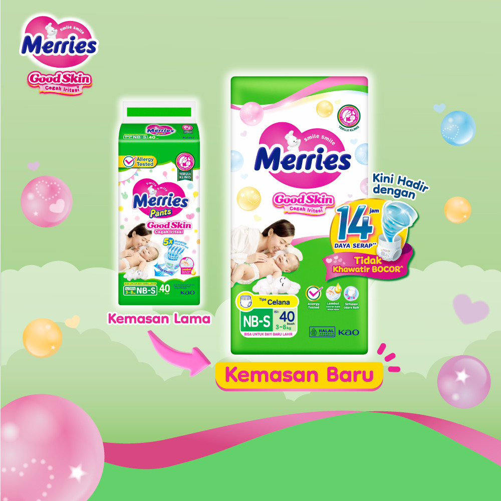 Merries Good Skin Pants Popok Bayi NB-S (3- 8kg) Isi 40 Buah Twin Pack - Gambar 3