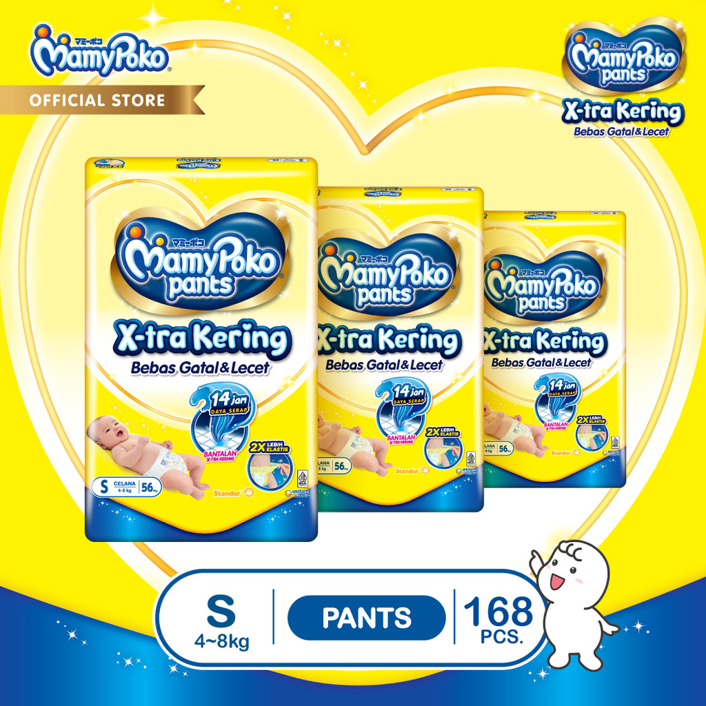 MamyPoko Pants X-tra Kering - S 56 - Popok Celana - 3 Packs