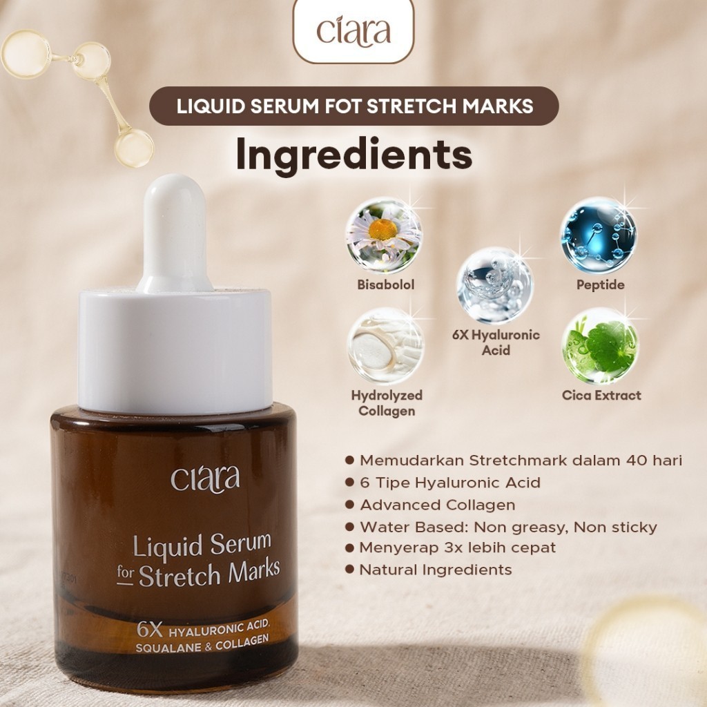 [Paket Combo Anti Stretch Mark] Ciara Stretch Mark Treatment & Skin Elasticity Booster Cream X Stretchmarks Treatment Oil X Liquid Serum For Stretchmarks Stretchmarks pemudar Stretchmarks solusi penghilang Stretchmarks perawatan Stretchmarks - Gambar 3