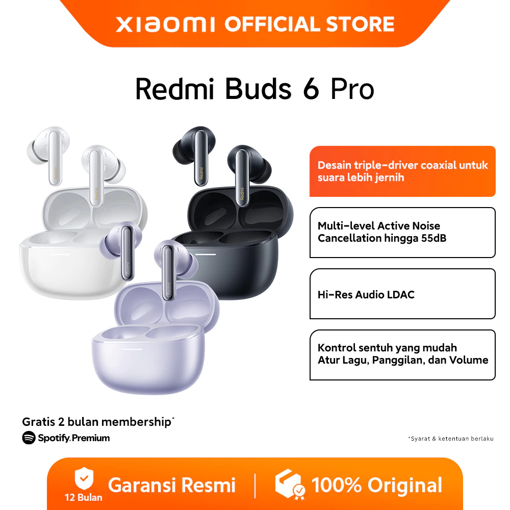 Xiaomi Redmi Buds 6 Pro | Audio resolusi tinggi LDAC | Peredam kebisingan 55 dB | Peredam kebisingan superluas hingga 4 kHz [Official Store] - Gambar 2