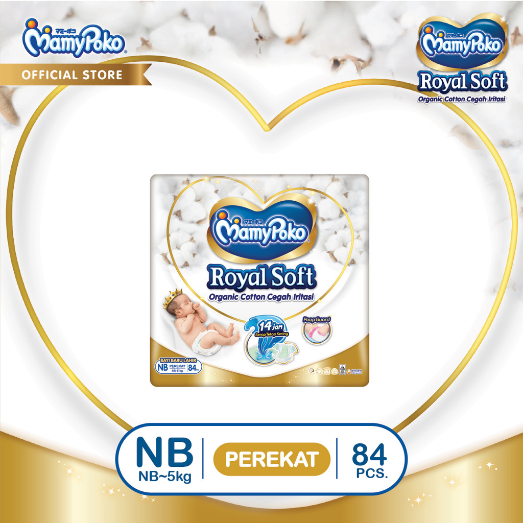 MamyPoko Royal Soft Organic Cotton - NB 84 - Popok Tape