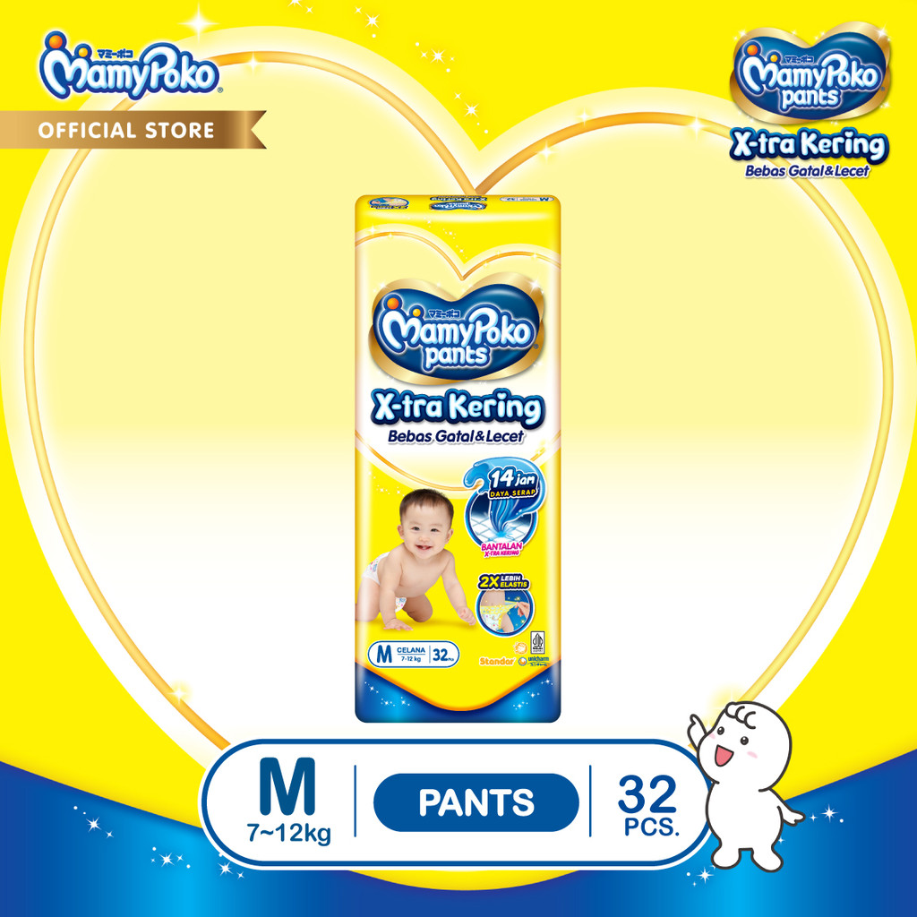 MamyPoko Pants X-tra Kering - M 32 - Popok Celana