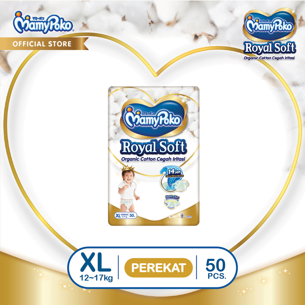 MamyPoko Royal Soft Organic Cotton - XL 50 - Popok Tape
