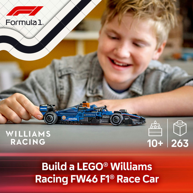 LEGO Speed Champions 77249 Williams Racing FW46 F1 Race Car (263 Pieces), Building Block, Toys, Bricks - Gambar 3