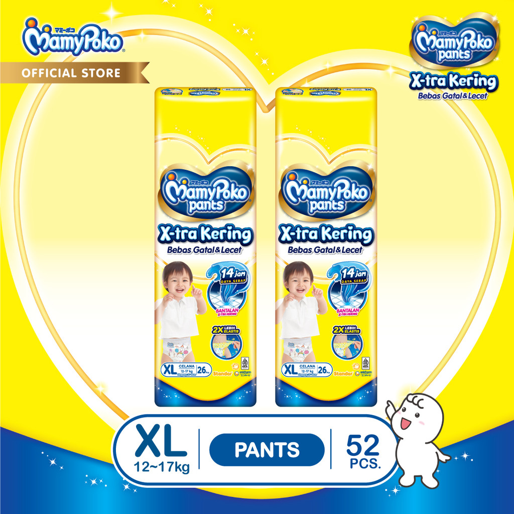 MamyPoko Pants X-tra Kering - XL 26 - Popok Celana - 2 Packs