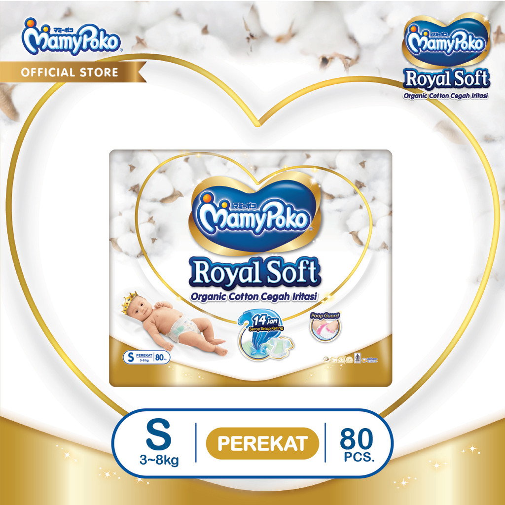 MamyPoko Royal Soft Organic Cotton - S 80 - Popok Tape