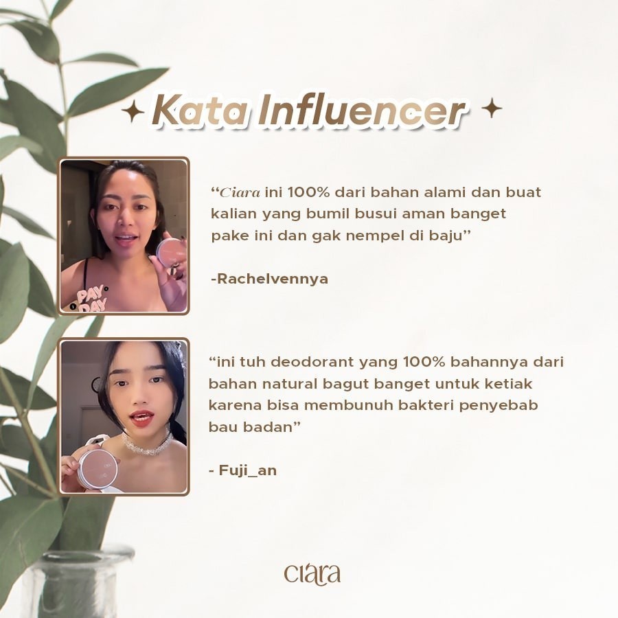 Ciara Natural Deodorant Penghilang Bau Badan Dan Ketiak Natural 50gr - Gambar 4