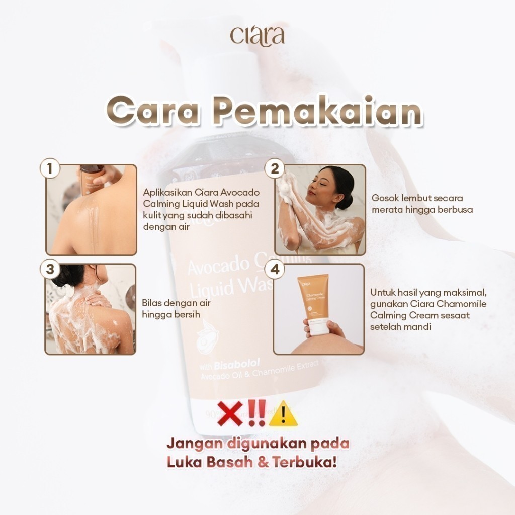 Ciara Avocado Calming Liquid Wash Non SLS/SLES body wash Membantu menyamarkan bekas luka Membantu meredakan rasa gatal pada kulit atasi kulit iritasi bekas luka kulit kemerahan sabun untuk bekas luka sabun mandi eksim sabun mandi kulit sensitif sabun - Gambar 4