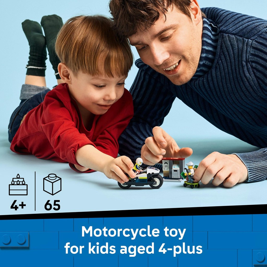 LEGO City 60455 Police Motorcycle Chase (65 Pieces), Mainan, Building Block, Toys - Gambar 3