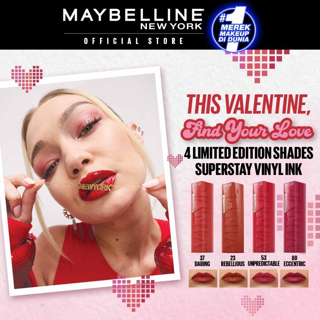 MAYBELLINE OFFICIAL Superstay Vinyl Ink 4.2 ml LIMITED EDITION - Shiny Pigmented Liquid Lipstik Lipstick - Gambar 2
