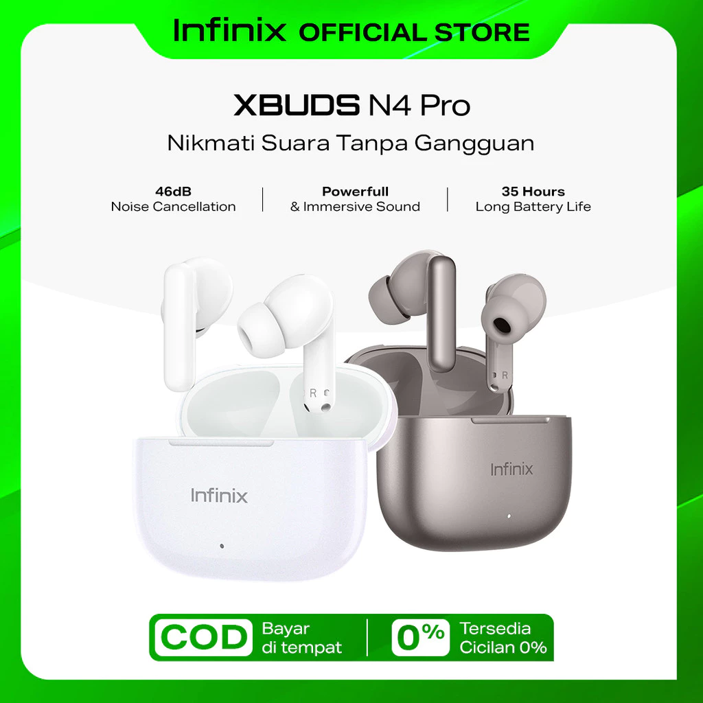 Infinix TWS XE32 - Xbuds N4 Pro - 36dB Noise Cancellation - 35 Hour Long Battery Life - IPX4 Waterproof