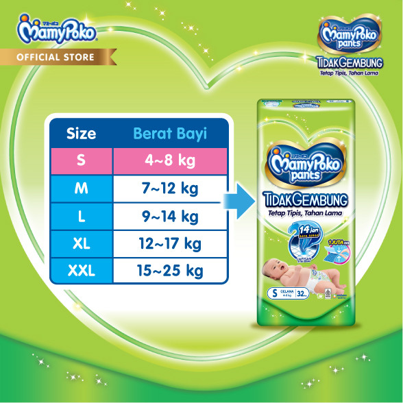 MamyPoko Pants X-Tra Kering Slim Tidak Gembung - S 32 - 2 Packs - Gambar 4