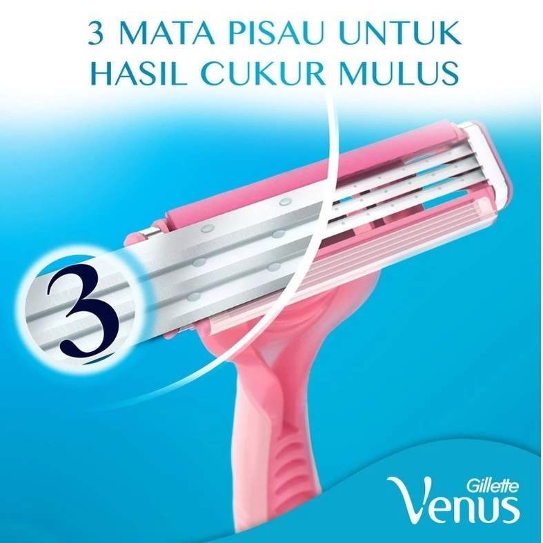 Gillette Venus Alat Cukur Wanita Simply Venus Basic Isi 2 Razor Pisau Cukur x3 - Gambar 3