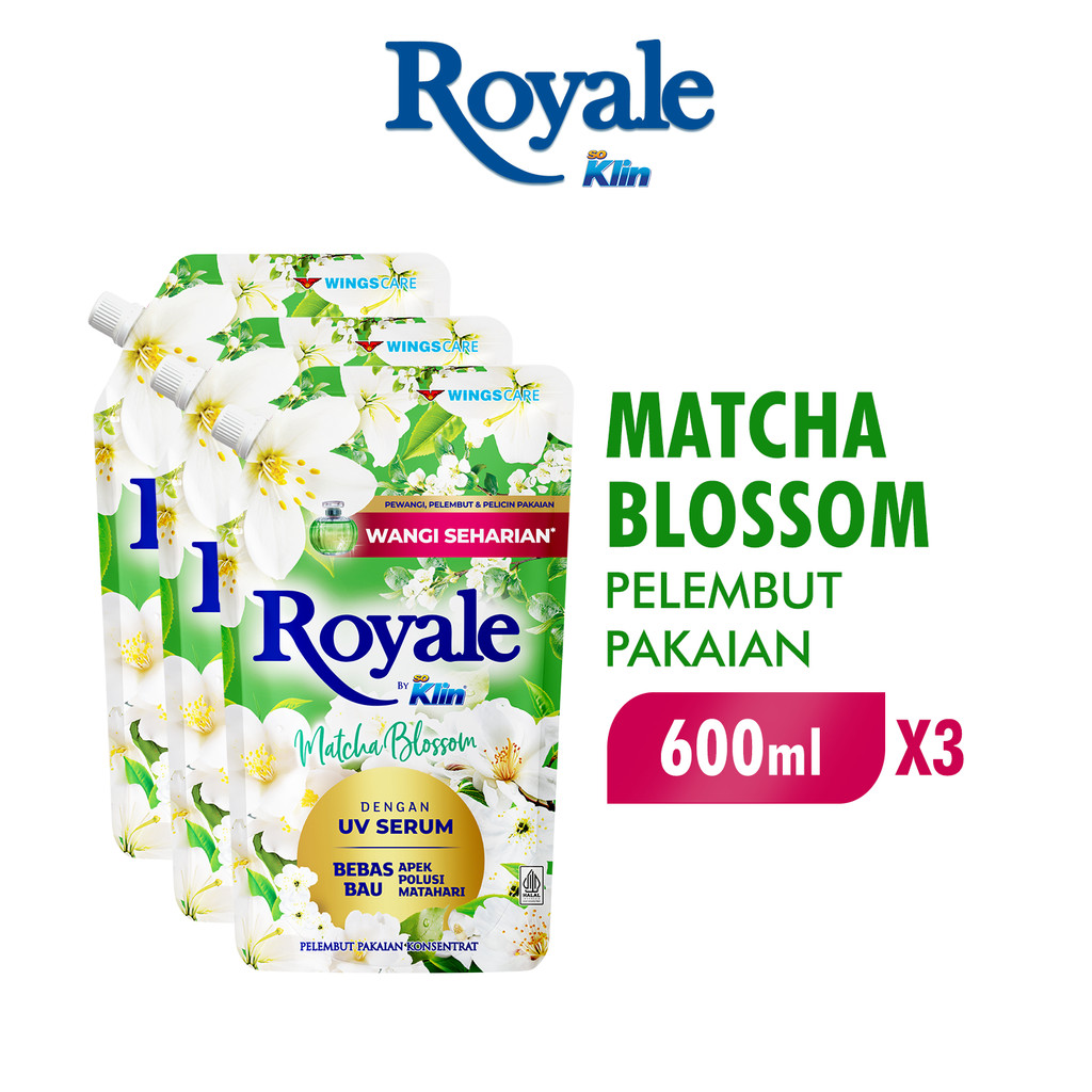 Royale Pelembut dan Pewangi Pakaian Matcha Blossom Pouch 600 Ml x3