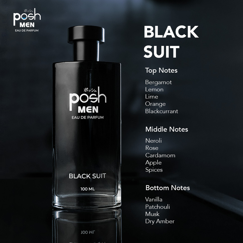 Posh Men Eau de Parfum Black Suit Parfum Pria EDP 100 ml + Posh Men Roll On Deodoran Active Cool 50 ml - Gambar 2
