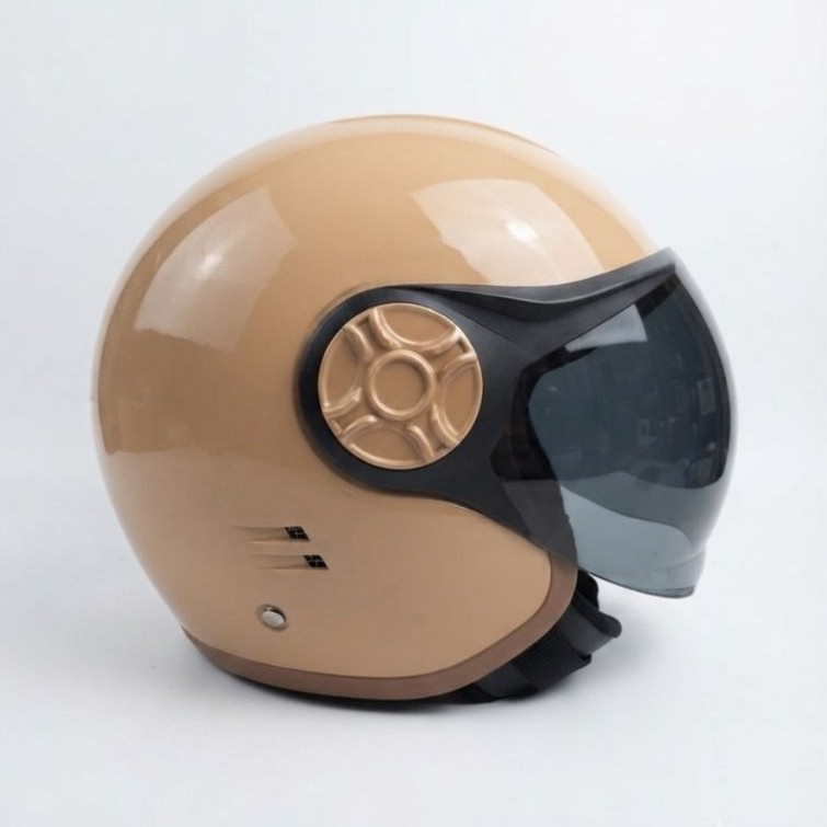 Helm BOGO ANAK - Helm Classic HIJAB Retro SNI Kaca Datar Smoke Anti Silau - Gambar 3
