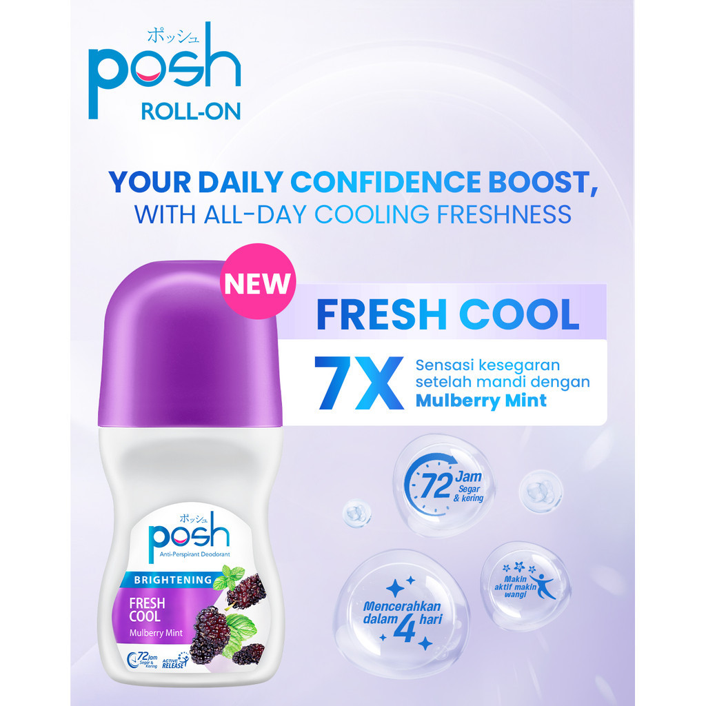 Posh Roll On Deodoran Powder Fresh Botol 50 ml + Posh Roll On Deodoran Fresh Cool Botol 50 ml - Gambar 3
