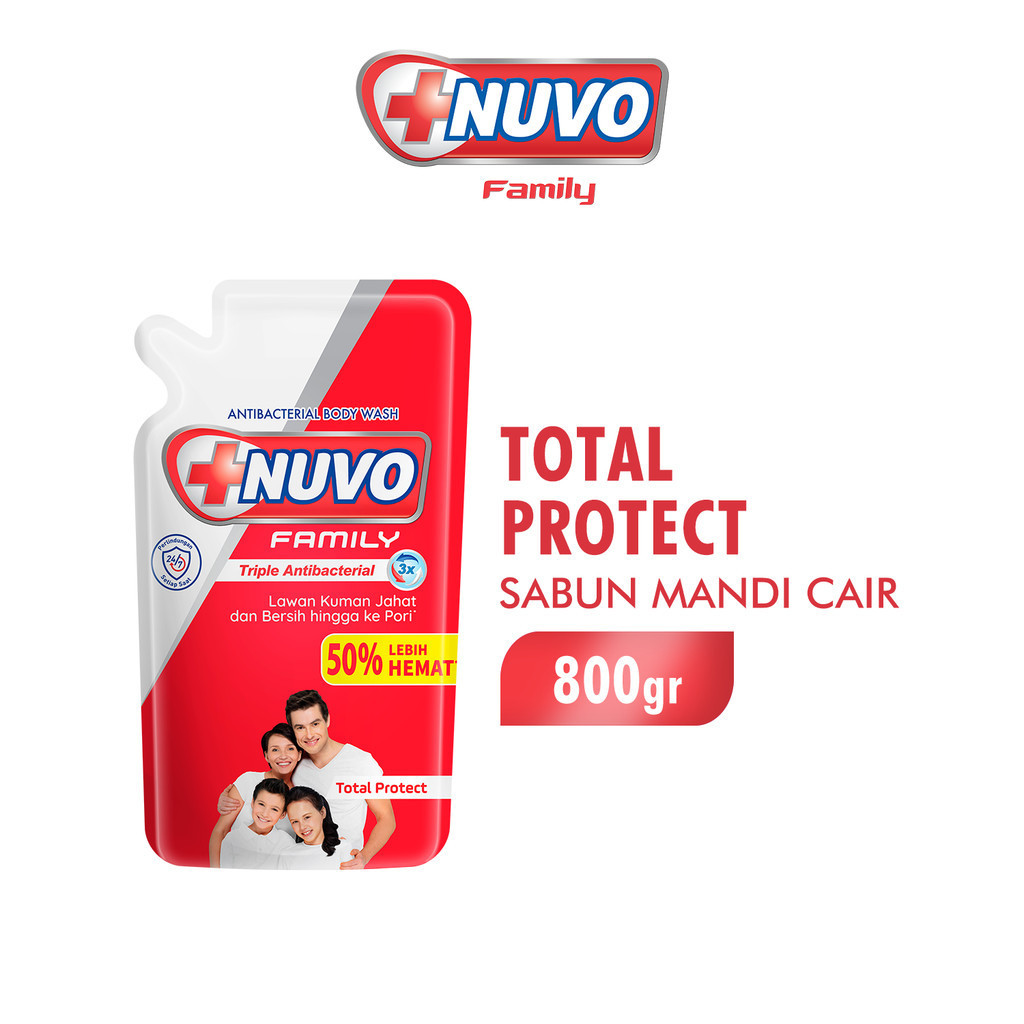 Nuvo Family Sabun Mandi Cair Merah Total Protect Pouch 800 gr x5 - Gambar 3