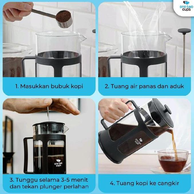 Terbaik One Two Cups Teko Kopi French Press Coffee Maker Pot Plunger Glass - FN40 Paling keren - Gambar 2