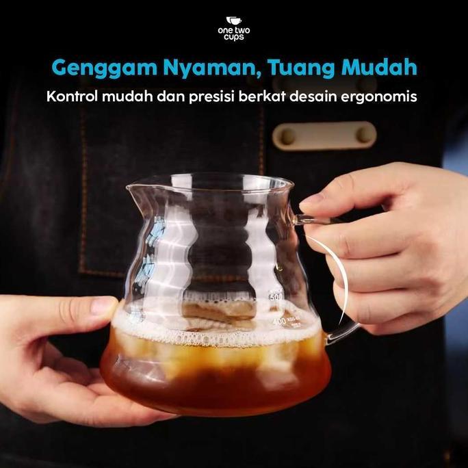 Terbaik Coffee Server V60 One Two Cups Teko Kopi Kaca Tahan Panas Borosilicate Glass Paling keren - Gambar 3