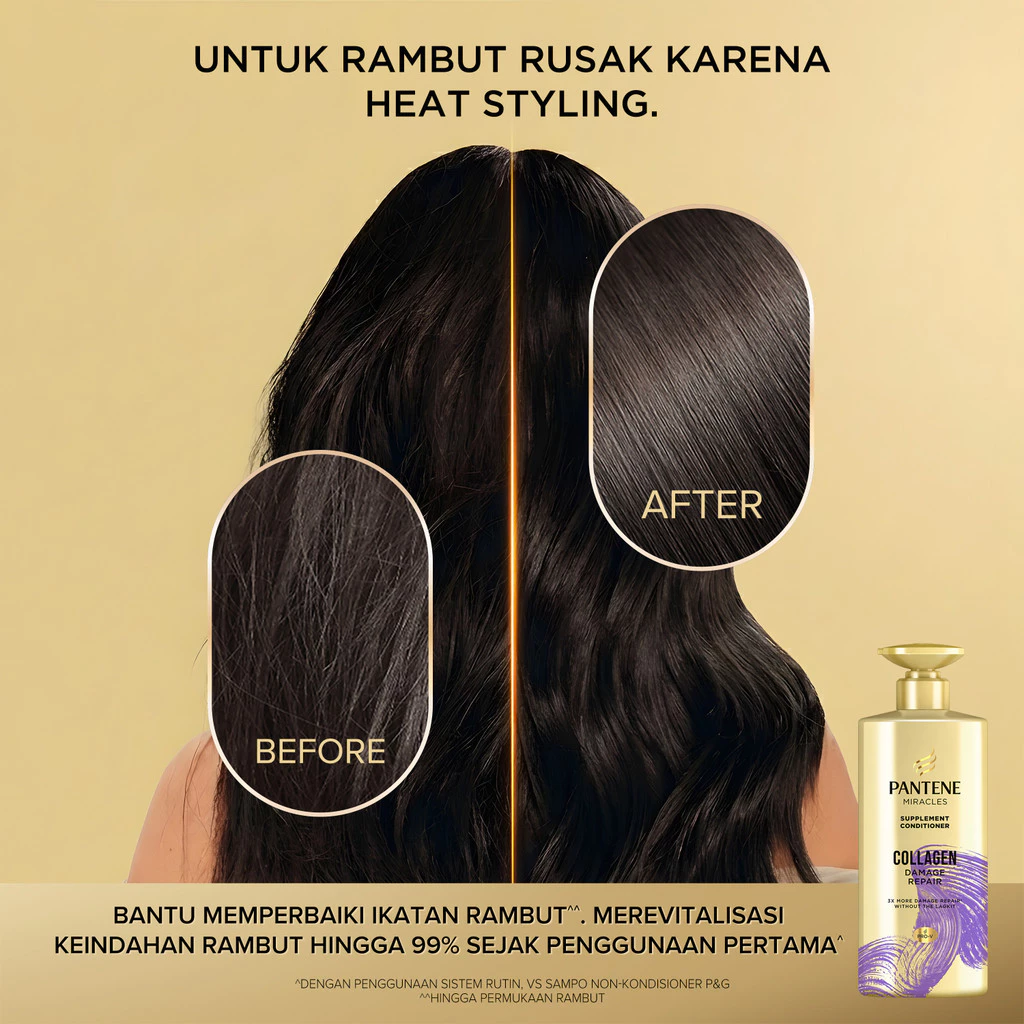 [BUNDLE] PANTENE Miracles Kondisioner Collagen Repair 480ml x3 / Conditioner Memperbaiki Rambut Rusak, cocok untuk rambut coloring & bleaching - Gambar 4