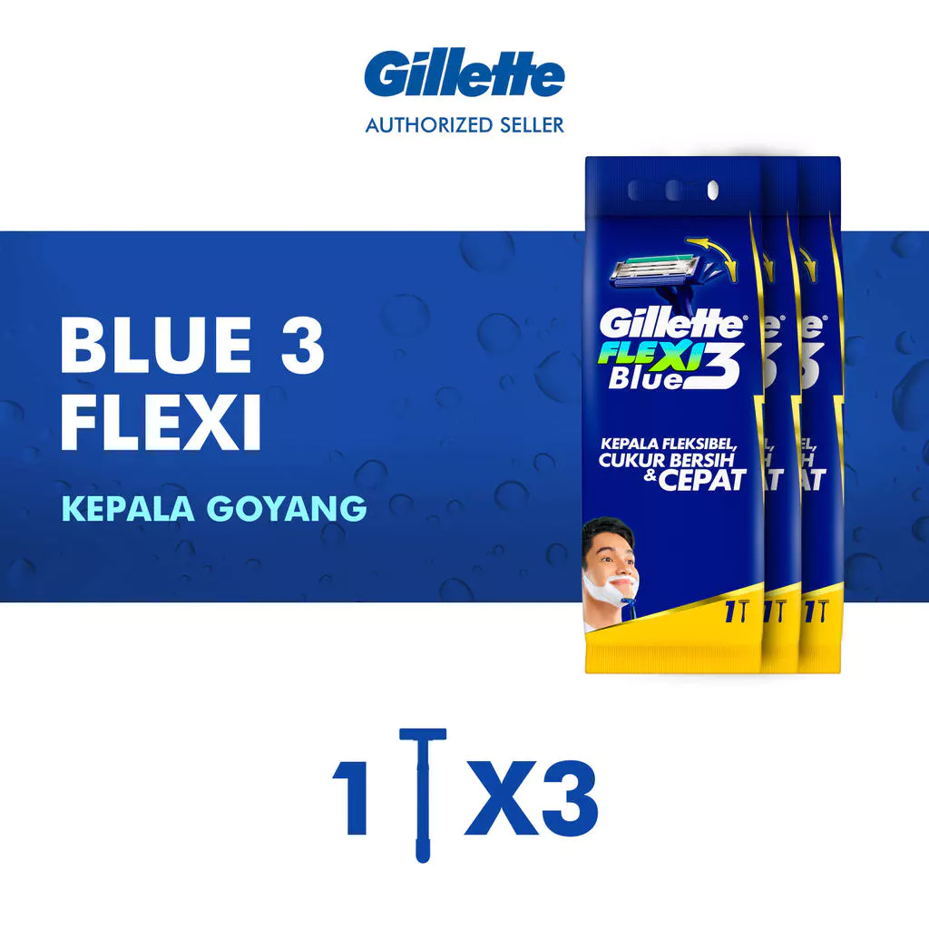 Gillette Pencukur Blue Simple 3 Alat Cukur x3
