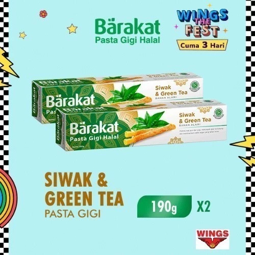 Barakat Pasta Gigi Siwak & Greentea Tube 190gr x2 - Gambar 2
