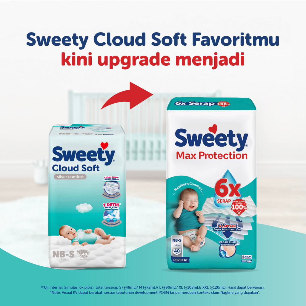 Sweety Silver Max Protection NewBorn NB - S 40 x 4 Popok Perekat Baby Diapers - Gambar 2