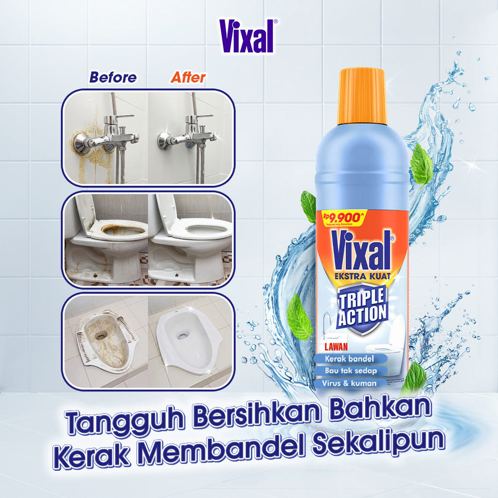 Vixal Pembersih Porselen & Kamar Mandi HCl Anti Kerak Bandel Ekstra Kuat 700g x4 - Gambar 2