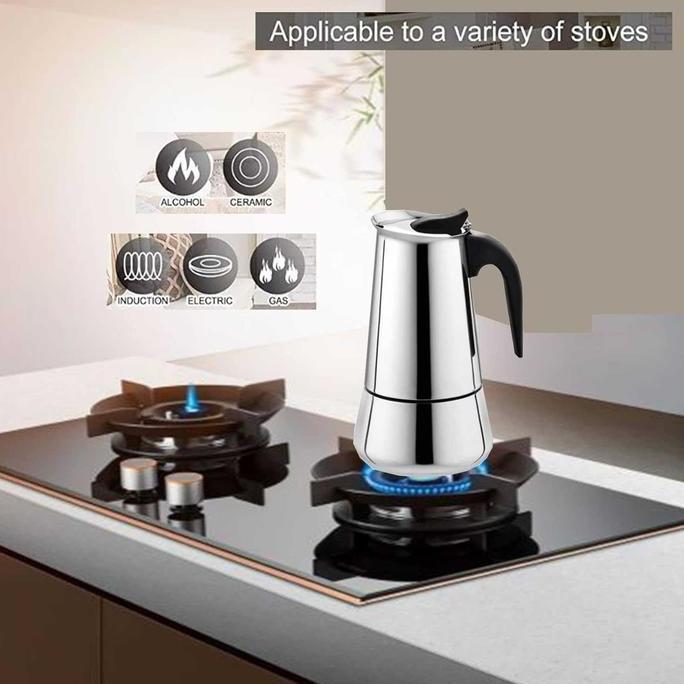 Terbaik Cerek Pembuat Coffe Elektrik / Moka Pot Teko Filter Coffe / Teko Pembuat Kopi Espresso Maker Coffe Kopi / Alat Pembuat Kopi Manual / Mokapot Espresso Saringan Teko kopi Mocha Stainles Tanpa Listrik Paling keren - Gambar 3