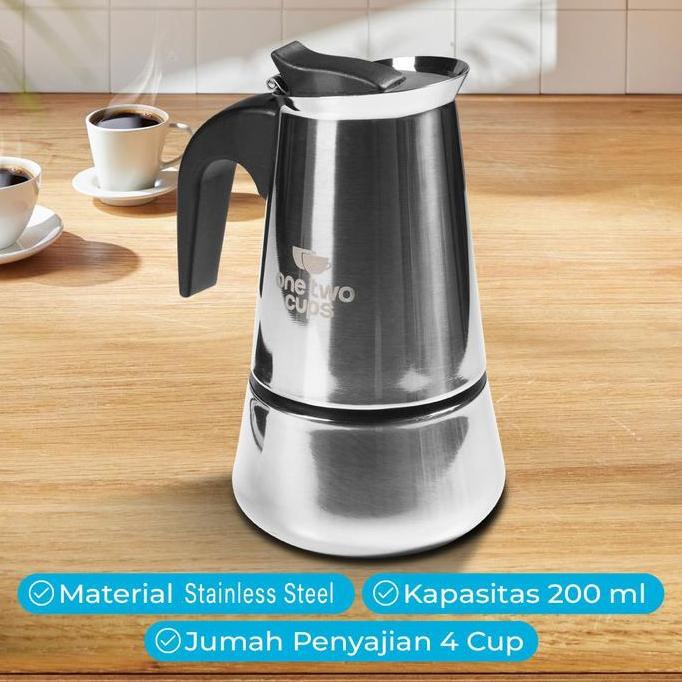 Terbaik One Two Cups Espresso Coffee Maker Moka Pot Teko Kopi 100ml 200ml 300ml 450ml Paling keren - Gambar 4