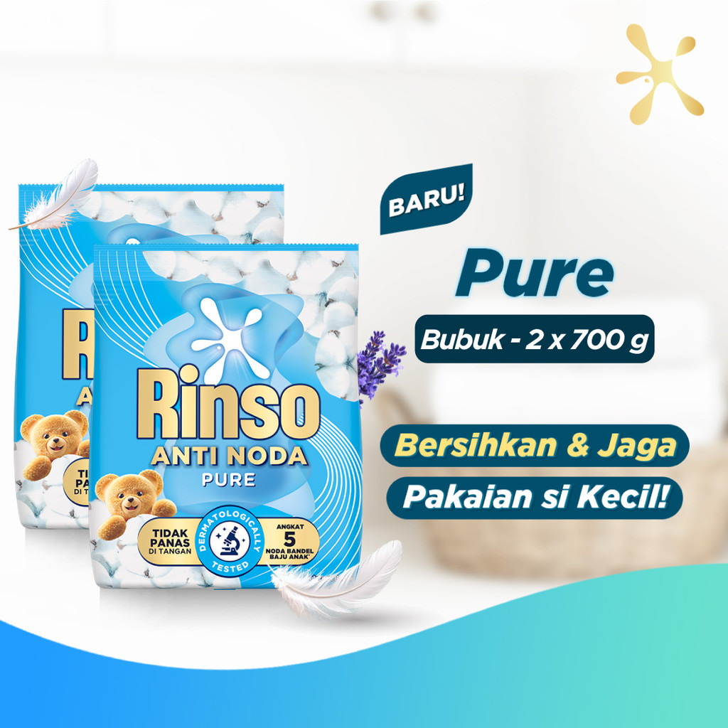 Rinso Baru Detergen Bubuk Varian Pure 700g x2