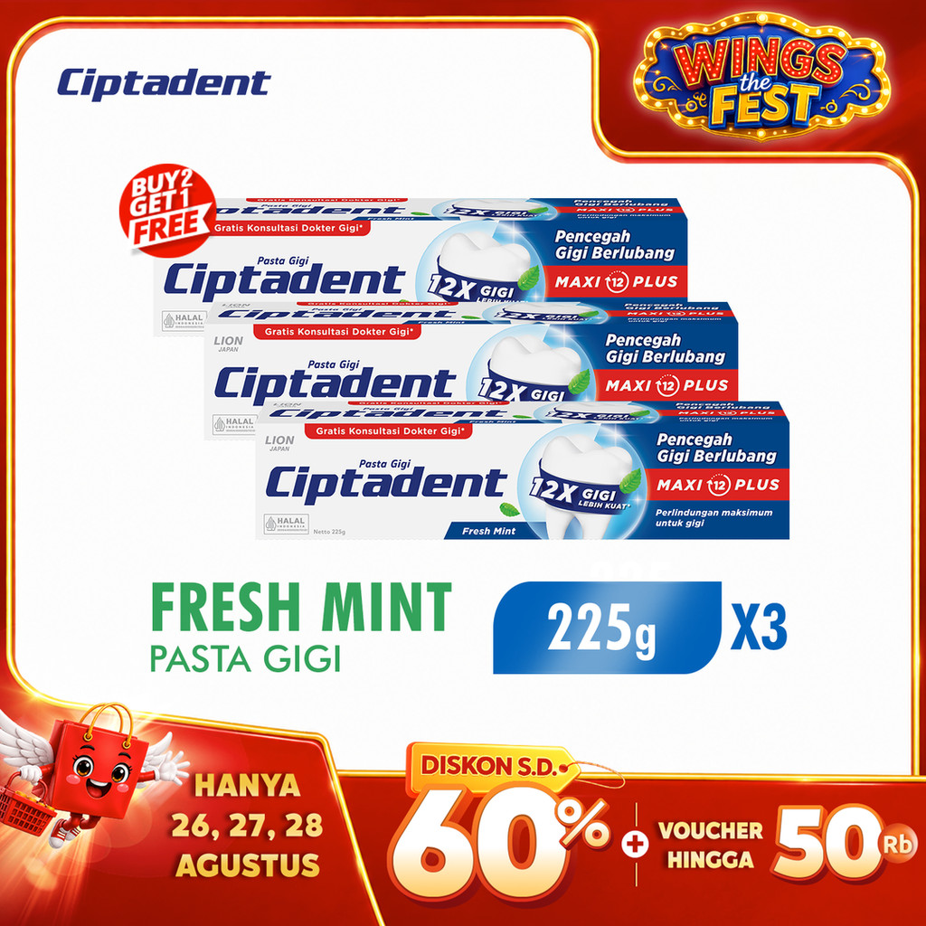 [B2G1] Ciptadent Maxi 12 Plus Jumbo 225Gr