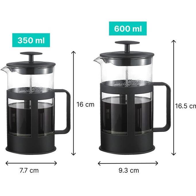 Terbaik PROMO Teko Kopi French Press Coffee Coffee Press and Tea Plunger Press Kopi Hitam 350ml dan 600ml Alat Seduh Kopi Teh Tahan Panas Dingin Paling keren - Gambar 2