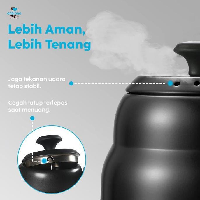 Terbaik One Two Cups Teko Kopi Leher Angsa Thermometer Pour Over Kettle 1L - PRF12 Paling keren - Gambar 3